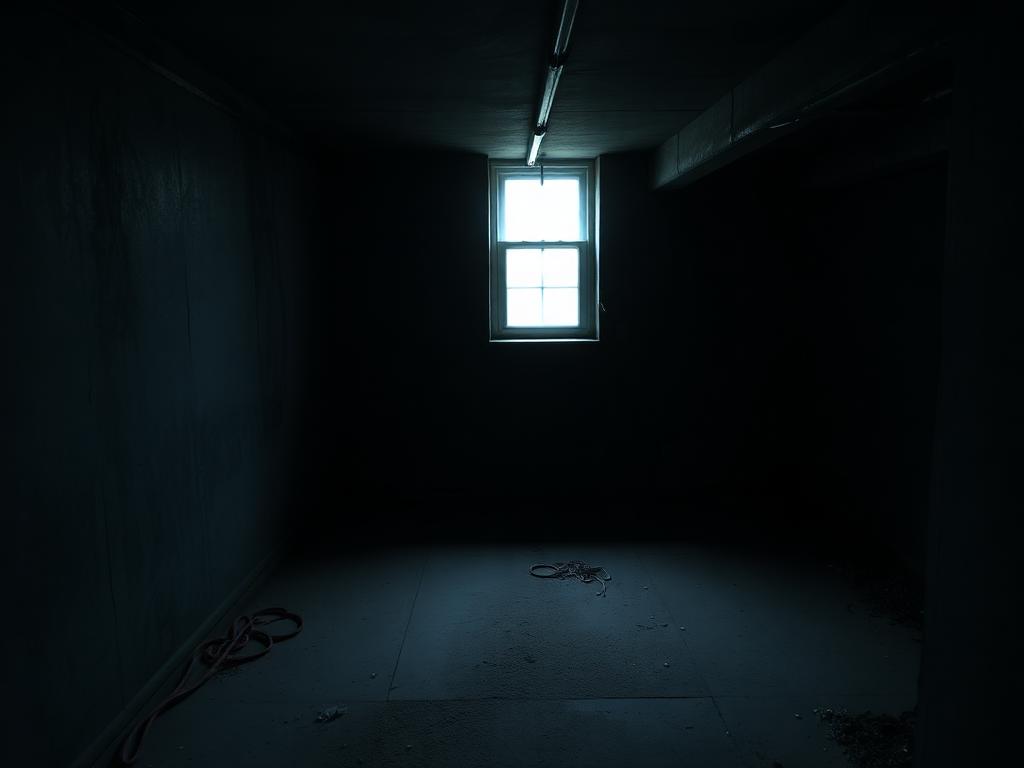 Dark basement before egress window installation